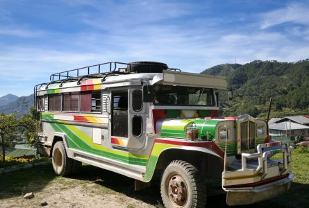 jeepney on mountain road near sagada northern luzon the philippines